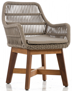 Кресло плетеное с подушкой WArt London ироко, роуп, ткань Etisilk Фото 2