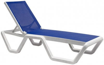 Шезлонг-лежак пластиковый Scab Design Vela технополимер, текстилен белый, синий Фото 1