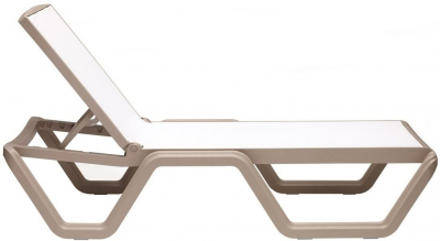 Шезлонг-лежак пластиковый Scab Design Vela технополимер, текстилен тортора, белый Фото 1