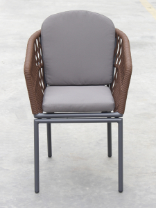 Кресло плетеное с подушками Tagliamento Favorita алюминий, роуп, акрил антрацит, темно-коричневый, темно-серый Фото 5