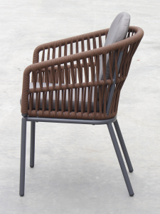 Кресло плетеное с подушками Tagliamento Favorita алюминий, роуп, акрил антрацит, темно-коричневый, темно-серый Фото 6