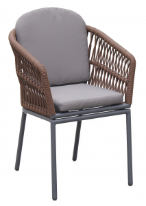 Кресло плетеное с подушками Tagliamento Favorita алюминий, роуп, акрил антрацит, темно-коричневый, темно-серый Фото 10