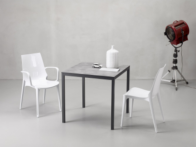 Стол ламинированный обеденный Scab Design Mirto сталь, компакт-ламинат HPL антрацит, цементный Фото 6