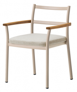 Кресло металлическое с подушкой PEDRALI Guinea алюминий, тик, текстилен, ткань песочный, бежевый Фото 1