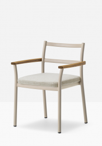 Кресло металлическое с подушкой PEDRALI Guinea алюминий, тик, текстилен, ткань песочный, бежевый Фото 5