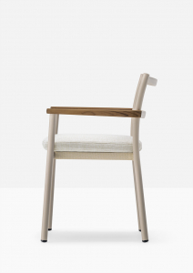 Кресло металлическое с подушкой PEDRALI Guinea алюминий, тик, текстилен, ткань песочный, бежевый Фото 6