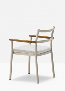 Кресло металлическое с подушкой PEDRALI Guinea алюминий, тик, текстилен, ткань песочный, бежевый Фото 7