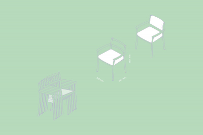 Кресло металлическое с подушкой PEDRALI Guinea алюминий, тик, текстилен, ткань песочный, бежевый Фото 9