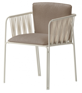 Кресло плетеное с подушками PEDRALI Nari сталь, роуп, ткань бежевый, тортора Фото 1