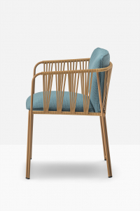 Кресло плетеное с подушками PEDRALI Nari сталь, роуп, ткань светло-коричневый, синий Фото 5