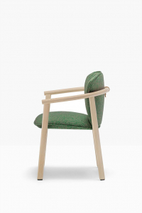 Кресло деревянное с подушкой PEDRALI Lamorisse Wood ясень, ткань беленый ясень, зеленый Фото 4