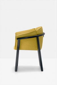 Кресло деревянное с подушкой PEDRALI Lamorisse Wood ясень, ткань черный ясень, желтый Фото 5