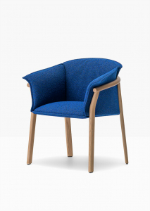 Кресло деревянное с подушкой PEDRALI Lamorisse Wood ясень, ткань орех, синий Фото 5