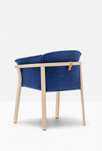 Кресло деревянное с подушкой PEDRALI Lamorisse Wood ясень, ткань беленый ясень, синий Фото 6