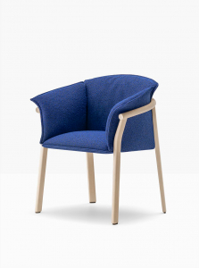 Кресло деревянное с подушкой PEDRALI Lamorisse Wood ясень, ткань беленый ясень, синий Фото 7