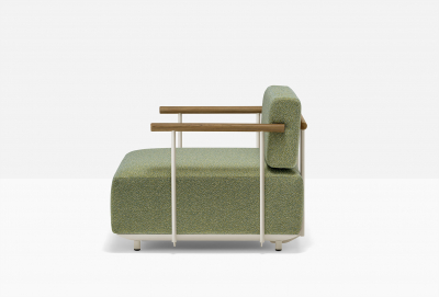 Кресло мягкое PEDRALI Arki-Sofa Plus сталь, тик, ткань бежевый, зеленый Фото 5