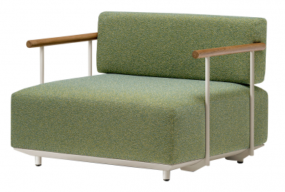 Кресло мягкое PEDRALI Arki-Sofa Plus сталь, тик, ткань бежевый, зеленый Фото 1