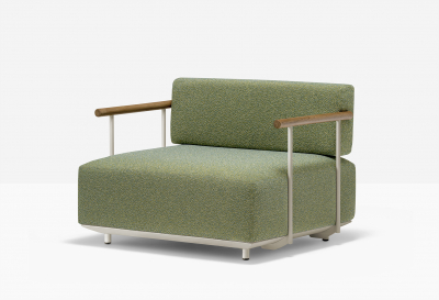 Кресло мягкое PEDRALI Arki-Sofa Plus сталь, тик, ткань бежевый, зеленый Фото 7