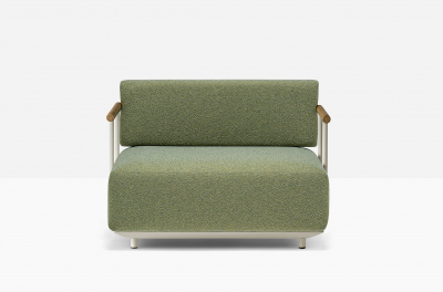 Кресло мягкое PEDRALI Arki-Sofa Plus сталь, тик, ткань бежевый, зеленый Фото 8