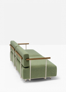 Диван двухместный с подлокотниками PEDRALI Arki-Sofa Plus алюминий, сталь, тик, ткань бежевый, зеленый Фото 6