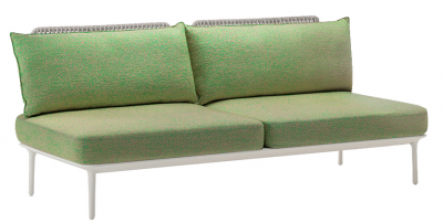 Диван плетеный с подушками PEDRALI Reva Cocoon сталь, роуп, ткань бежевый, зеленый Фото 1