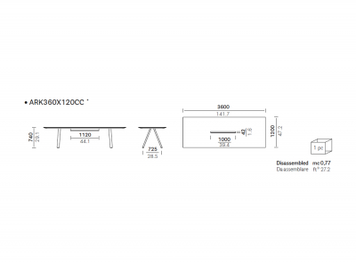 Стол с каналом для протяжки проводов PEDRALI Arki-Table CC Compact сталь, алюминий, компакт-ламинат HPL белый Фото 2