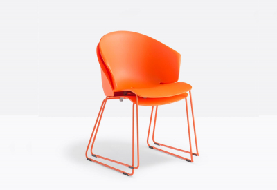 Кресло пластиковое PEDRALI Grace сталь, стеклопластик красный Фото 4