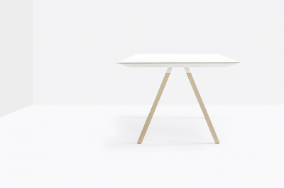 Стол ламинированный PEDRALI Arki-Table Wood дуб, алюминий, компакт-ламинат HPL беленый дуб, белый Фото 4