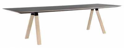 Стол ламинированный PEDRALI Arki-Table Wood дуб, алюминий, компакт-ламинат HPL беленый дуб, черный Фото 1