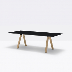 Стол ламинированный PEDRALI Arki-Table Wood дуб, алюминий, компакт-ламинат HPL беленый дуб, черный Фото 4