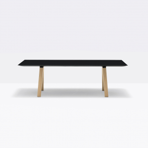 Стол ламинированный PEDRALI Arki-Table Wood дуб, алюминий, компакт-ламинат HPL беленый дуб, черный Фото 6