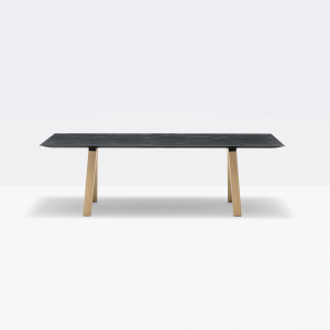 Стол ламинированный PEDRALI Arki-Table Wood дуб, алюминий, компакт-ламинат HPL беленый дуб, серый мрамор Фото 5