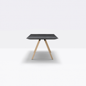 Стол ламинированный PEDRALI Arki-Table Wood дуб, алюминий, компакт-ламинат HPL беленый дуб, серый мрамор Фото 6
