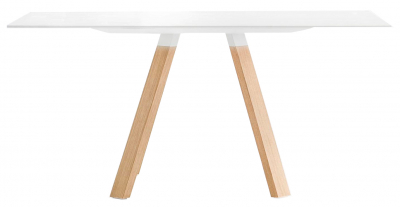 Стол ламинированный PEDRALI Arki-Table Wood дуб, алюминий, компакт-ламинат HPL беленый дуб, белый Фото 1