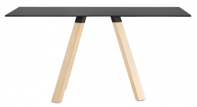 Стол ламинированный PEDRALI Arki-Table Wood дуб, алюминий, компакт-ламинат HPL беленый дуб, черный Фото 1