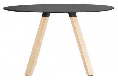 Стол ламинированный PEDRALI Arki-Table Wood дуб, алюминий, компакт-ламинат HPL беленый дуб, черный Фото 1