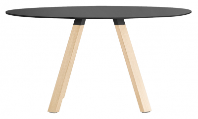 Стол ламинированный PEDRALI Arki-Table Wood дуб, алюминий, компакт-ламинат HPL беленый дуб, черный Фото 1