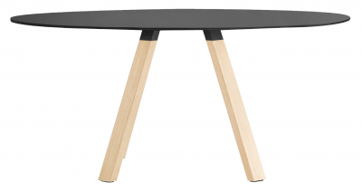 Стол ламинированный PEDRALI Arki-Table Wood дуб, алюминий, компакт-ламинат HPL беленый дуб, черный Фото 1