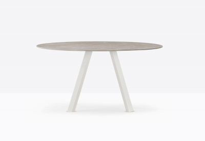 Стол круглый PEDRALI Arki-Table Outdoor сталь, алюминий, компакт-ламинат HPL бежевый, бежевый мрамор Фото 4
