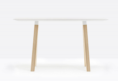 Стол барный ламинированный PEDRALI Arki-Table Wood дуб, алюминий, компакт-ламинат HPL беленый дуб, белый Фото 4