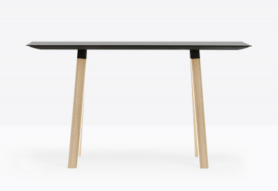 Стол барный ламинированный PEDRALI Arki-Table Wood дуб, алюминий, компакт-ламинат HPL беленый дуб, черный Фото 4