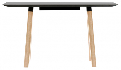 Стол барный с каналом для протяжки проводов PEDRALI Arki-Table CC Wood дуб, алюминий, компакт-ламинат HPL беленый дуб, черный Фото 1