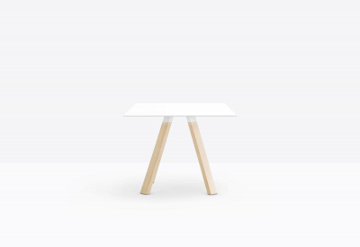 Стол ламинированный PEDRALI Arki-Table Wood дуб, компакт-ламинат HPL беленый дуб, белый Фото 4