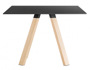 Стол ламинированный PEDRALI Arki-Table Wood дуб, компакт-ламинат HPL беленый дуб, черный Фото 1