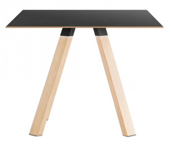 Стол обеденный PEDRALI Arki-Table Wood дуб, компакт-ламинат HPL беленый дуб, черный Фото 1