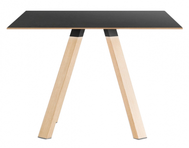 Стол обеденный PEDRALI Arki-Table Wood дуб, компакт-ламинат HPL беленый дуб, черный Фото 1