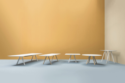 Стол обеденный PEDRALI Arki-Table Wood дуб, компакт-ламинат HPL беленый дуб, белый Фото 5