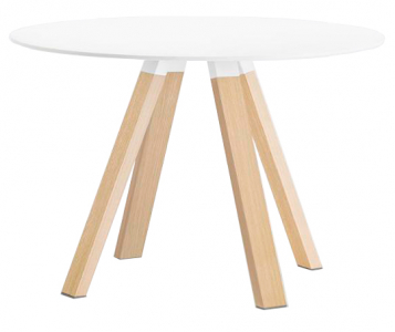 Стол обеденный PEDRALI Arki-Table Wood дуб, компакт-ламинат HPL беленый дуб, белый Фото 1