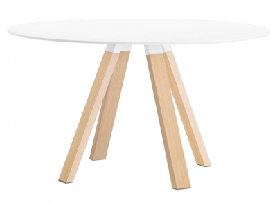 Стол обеденный PEDRALI Arki-Table Wood дуб, компакт-ламинат HPL беленый дуб, белый Фото 1