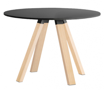 Стол обеденный PEDRALI Arki-Table Wood дуб, компакт-ламинат HPL беленый дуб, черный Фото 1